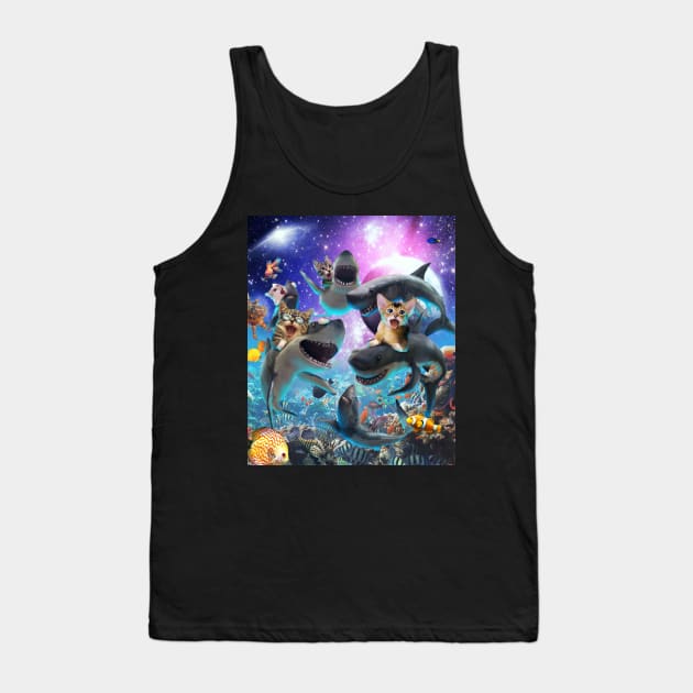 Space Cats Riding Sharks Tank Top by Random Galaxy